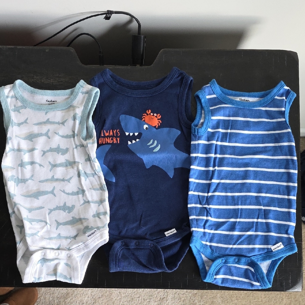 Gerber Blue and White Baby Bodysuit
